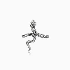 Sleek silver snake design women ring