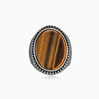 Oval cut tigers eye men ring viking style