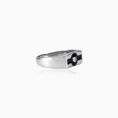 Silver enamel cubic zirconia men ring