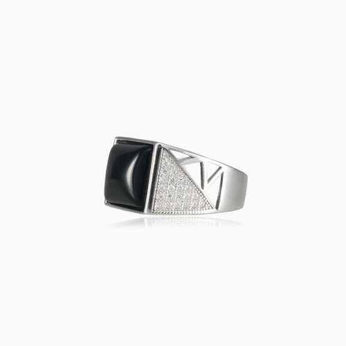 Silver princess enamel luster men ring