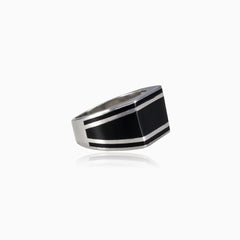 Silver enamel men ring