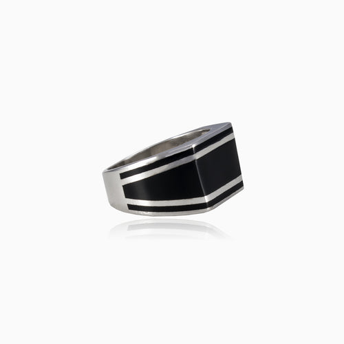 Silver enamel men ring