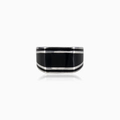 Silver enamel men ring