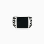 Silver square enamel men ring