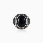 Oval onyx silver men ring