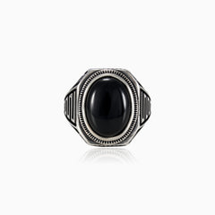 Oval onyx silver men ring