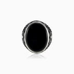 Silver men ring with dark onyx center
