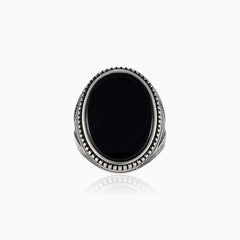 Oval onyx crafted men ring
