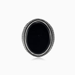 Handmade oval onyx men ring