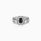 Oval halo onyx men ring