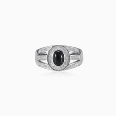 Oval halo onyx men ring