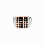 Silver multi row enamel men ring