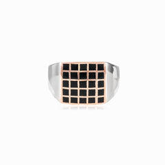 Silver multi row enamel men ring