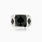 Silver ace of spades men ring