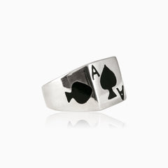 Silver ace of spades men ring