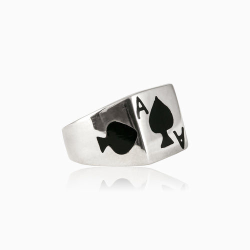 Silver ace of spades men ring