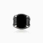 Cushion cut onyx men ring viking style