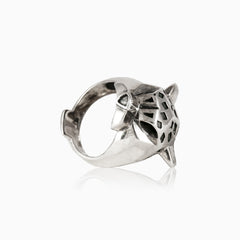 Silver cheetah spirit men ring