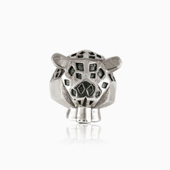 Silver cheetah spirit men ring