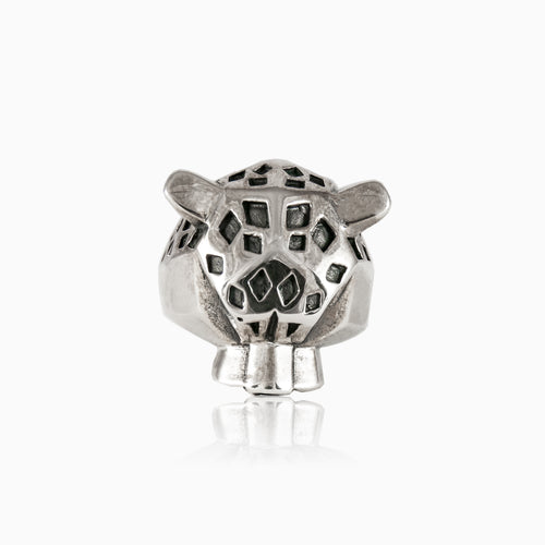 Silver cheetah spirit men ring