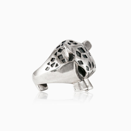Silver cheetah spirit men ring