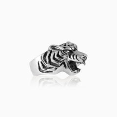 Silver tiger force men ring