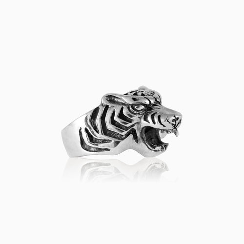 Silver tiger force men ring