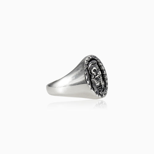 Sterling silver pirate emblem men ring
