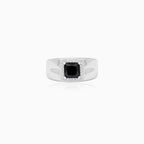 Sterling Silver Black Onyx Halo Ring