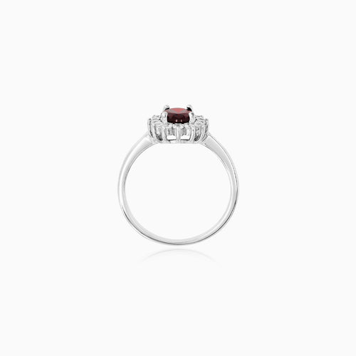 Sterling Silver Garnet Halo Ring
