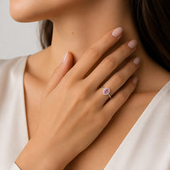 Sterling Silver Oval Pink Quartz Cluster Ring