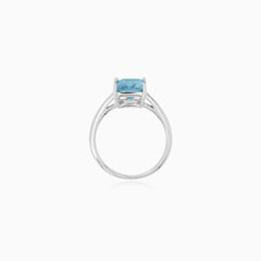 Sterling Silver Emerald Cut Blue Topaz Ring