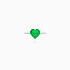 Sterling Silver Heart Emerald Ring
