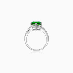 Sterling Silver Heart Emerald Ring