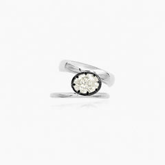 Sterling Silver Oval Yellow Cubic Zirconia Ring