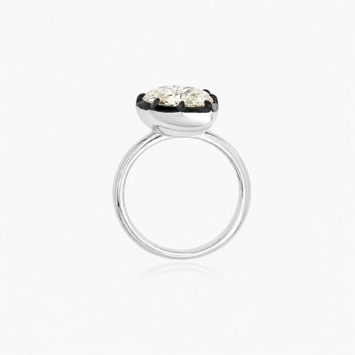 Sterling Silver Pear Cut Light Yellow Cubic Zirconia Ring