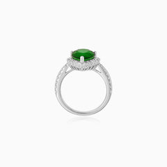 Sterling Silver Pear Cut Emerald Halo Ring