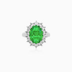 Sterling Silver Emerald Cluster Ring