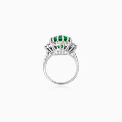 Sterling Silver Emerald Cluster Ring