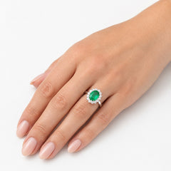 Sterling Silver Emerald Cluster Ring