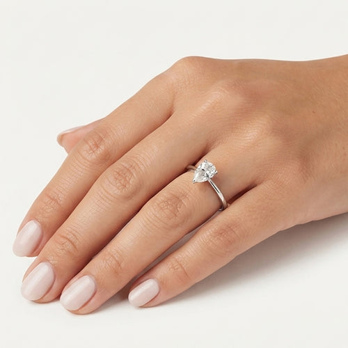 Sterling Silver Pear Cut Solitaire Ring