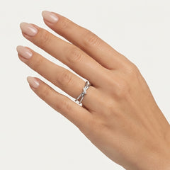 Sterling Silver Crossover Pavé Ring