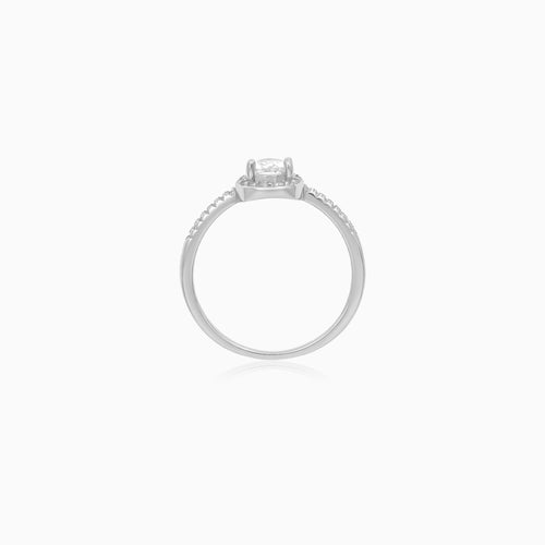 Sterling Silver Pear Halo Ring