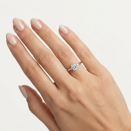 Sterling Silver Oval Solitaire Ring