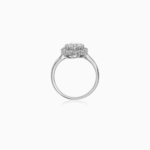 Sterling Silver Round Halo Ring