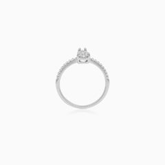 Sterling Silver Pear Cut Pavé Ring