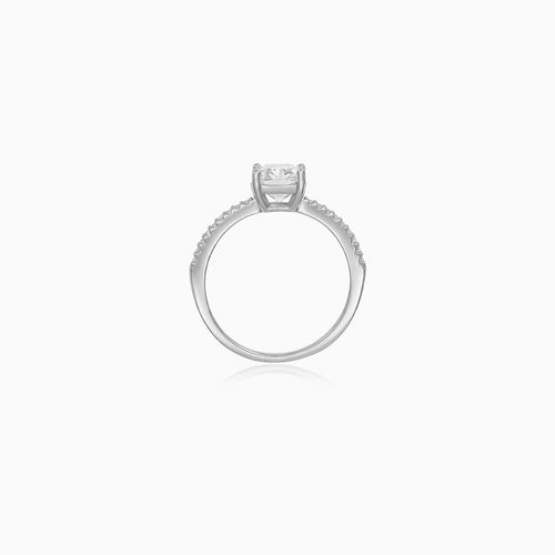 Sterling Silver Cushion Cut Pavé Ring