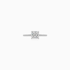 Sterling Silver Princess Cut Pavé Ring