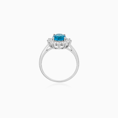 Sterling Silver Oval Blue Topaz Ring