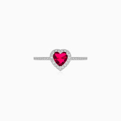 Sterling Silver Heart Ruby Ring